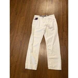 Red Ape 36x29 White Denim Striped Pocket Jeans Hip hop